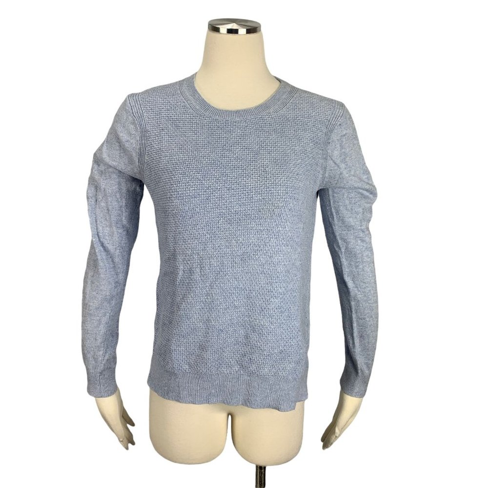 Ann Taylor LOFT Medium Sweater Cashmere Waffle Front Blue Sky
